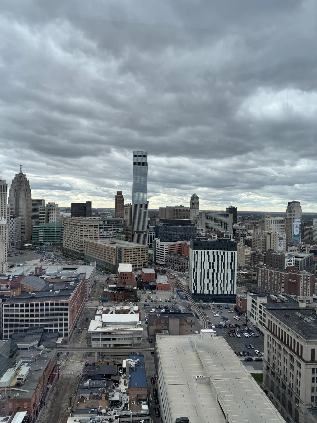 Downtown Detroit from a high floor