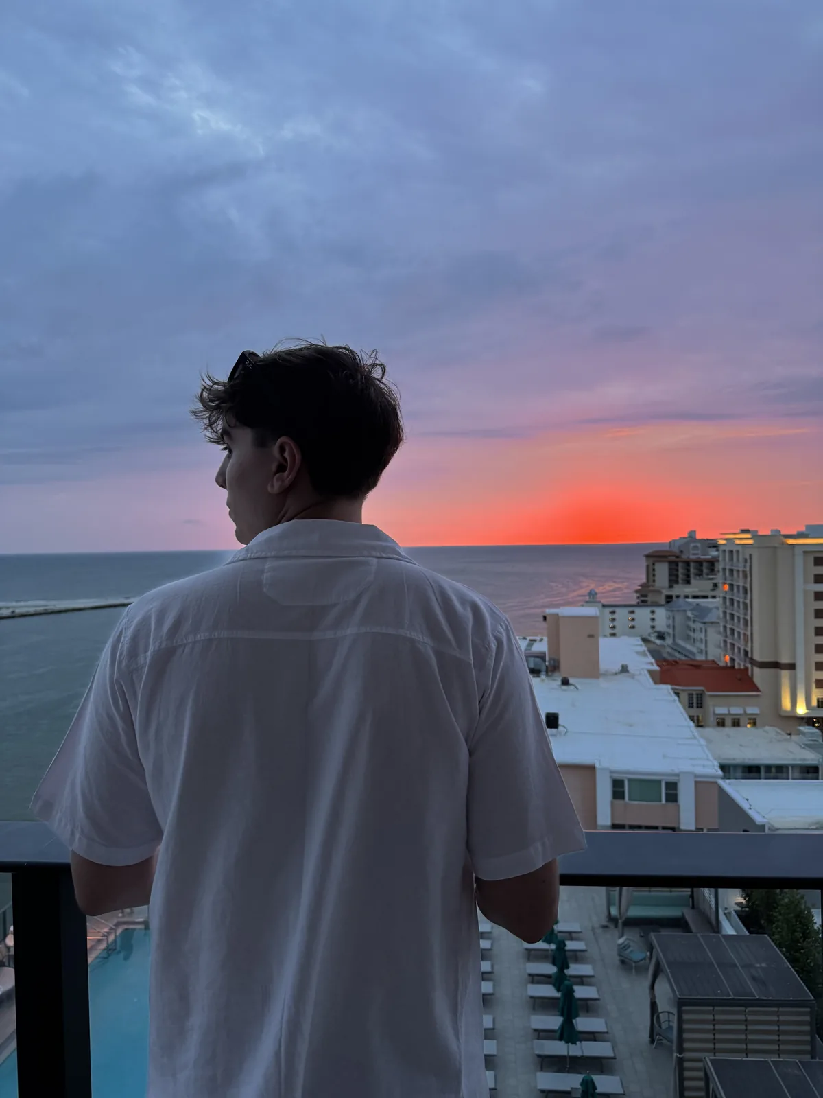 Watching the sunset over the water