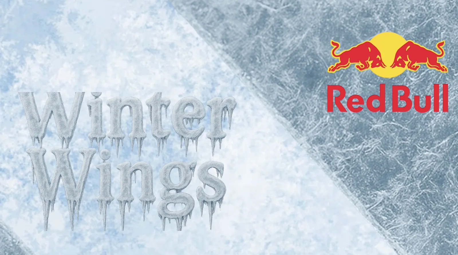 Winter Wings seasonal ad concept with iced lettering
